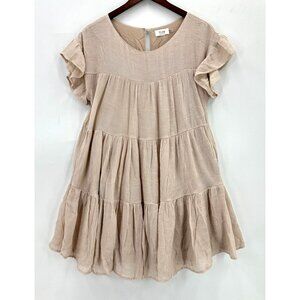 Bluivy Dreas Womens Pullover Lined Tiered Fluter Sleeve Pockets Champaign S